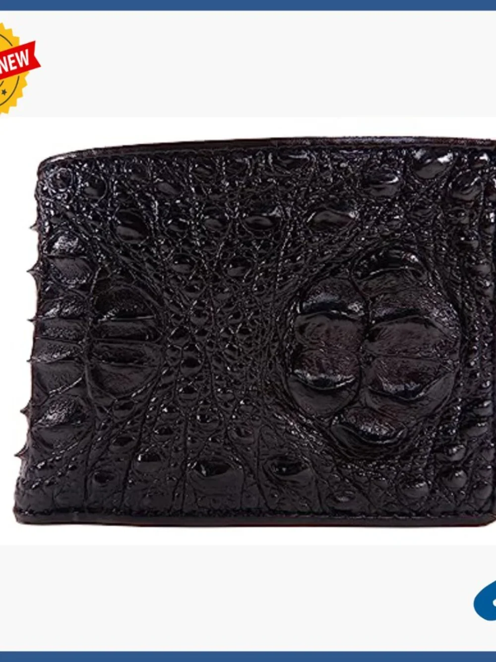 Genuine Crocodile Skin Leather Bifold Wallet 6 Card Slots 2 ID Windows